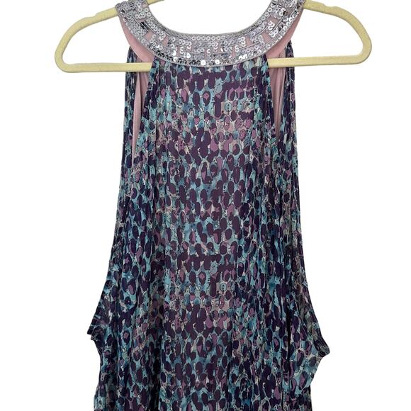 Free People Boho Halter Scarf Dress Grecian Sequins Neckline Flowy Lined Medium - Picture 7 of 10